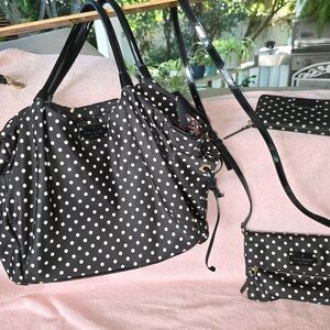 Kate Spade Black and White Polka Dot Tote Set